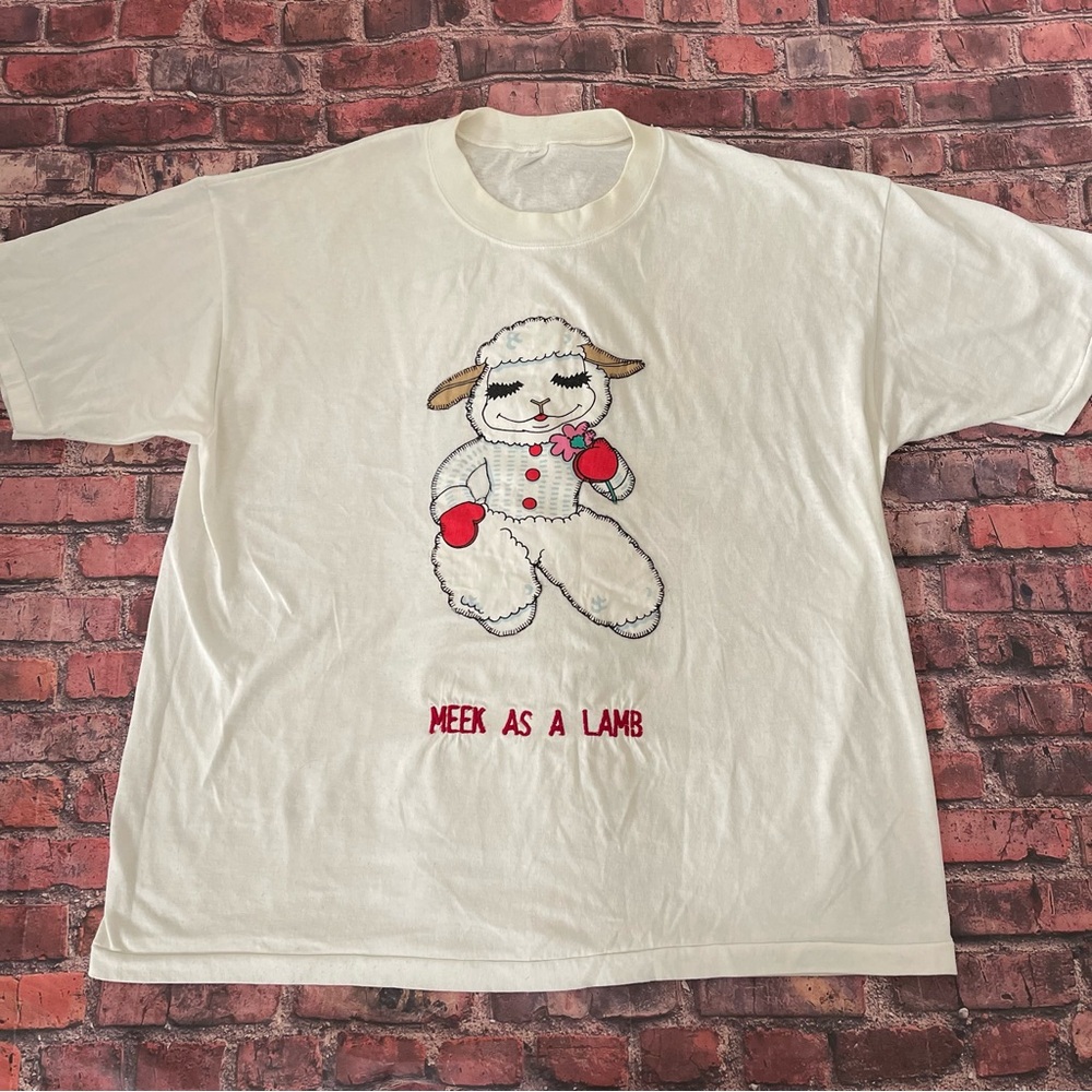 Unbranded White 'Meek As A Lamb' Short Sleeve Tee
